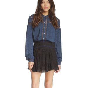 Free People "Apple of My Eye" crochet lace circle A-Line mini skirt 0